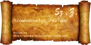 Szombathelyi Zádor névjegykártya